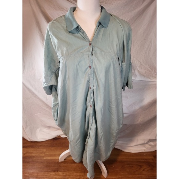 Lagenlook Dresses & Skirts - Vintage‎ Cotton Castle Lagenlook Size Small  Blue Button Up Dress